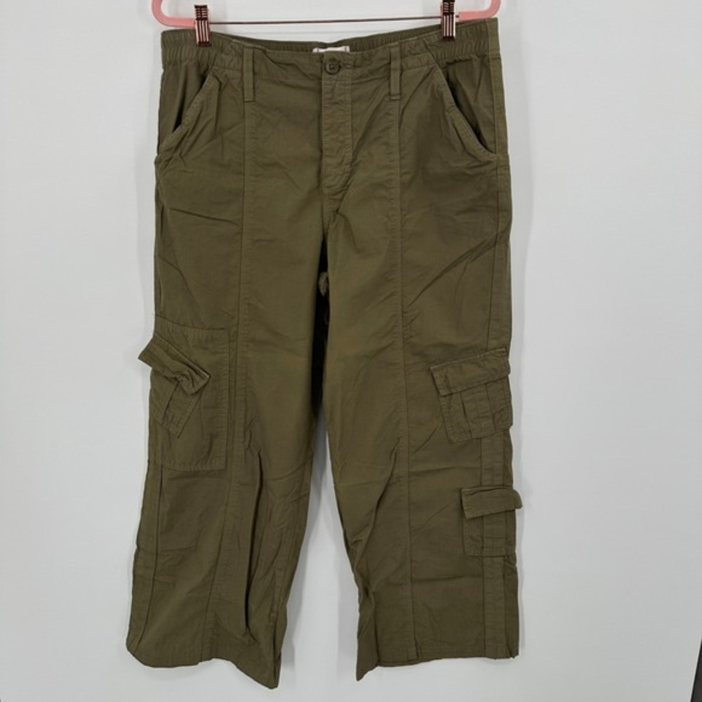 Men's Olive Green Casual Cargo Pants - Picture 2 of 4